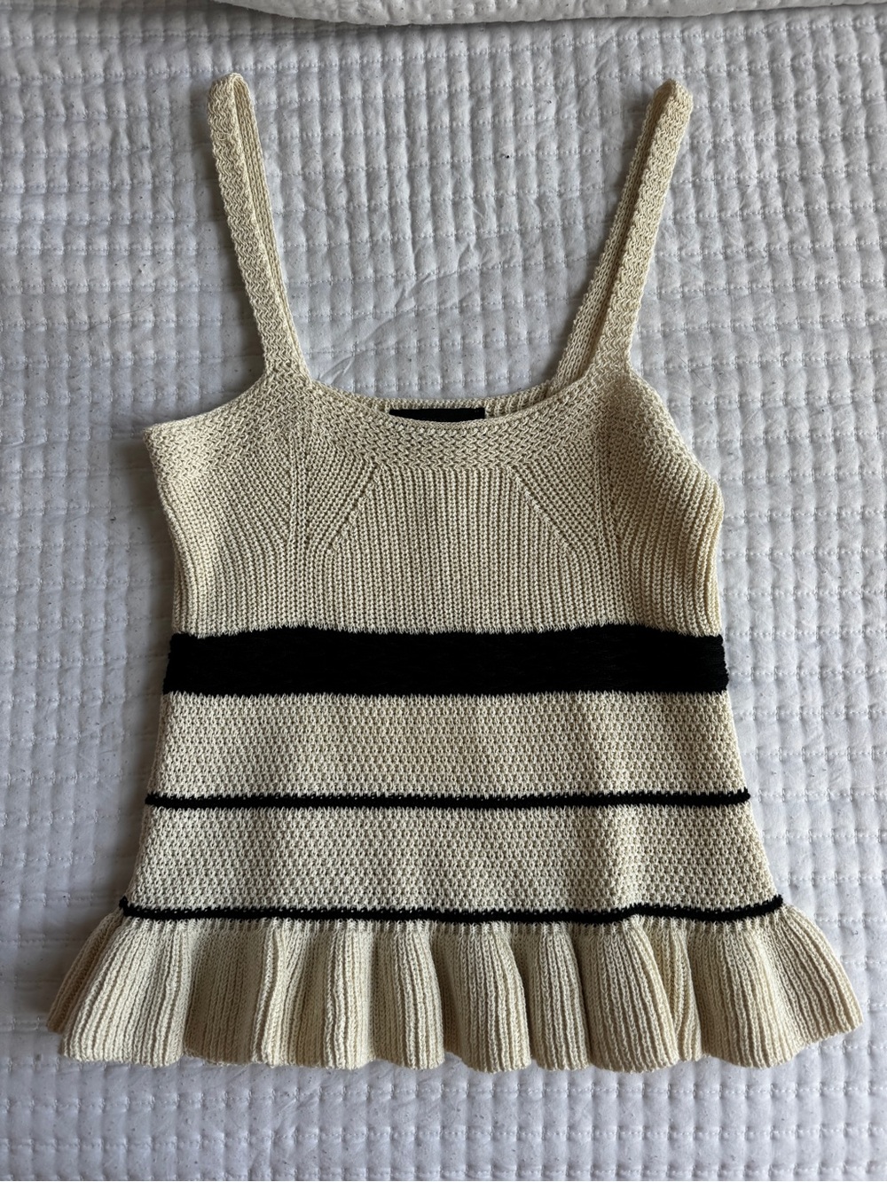 Zara Cream Tank Top with Black Stripes